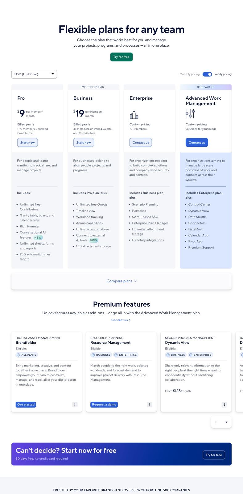 Smartsheet's pricing page as it appeared on 2026-10-03
